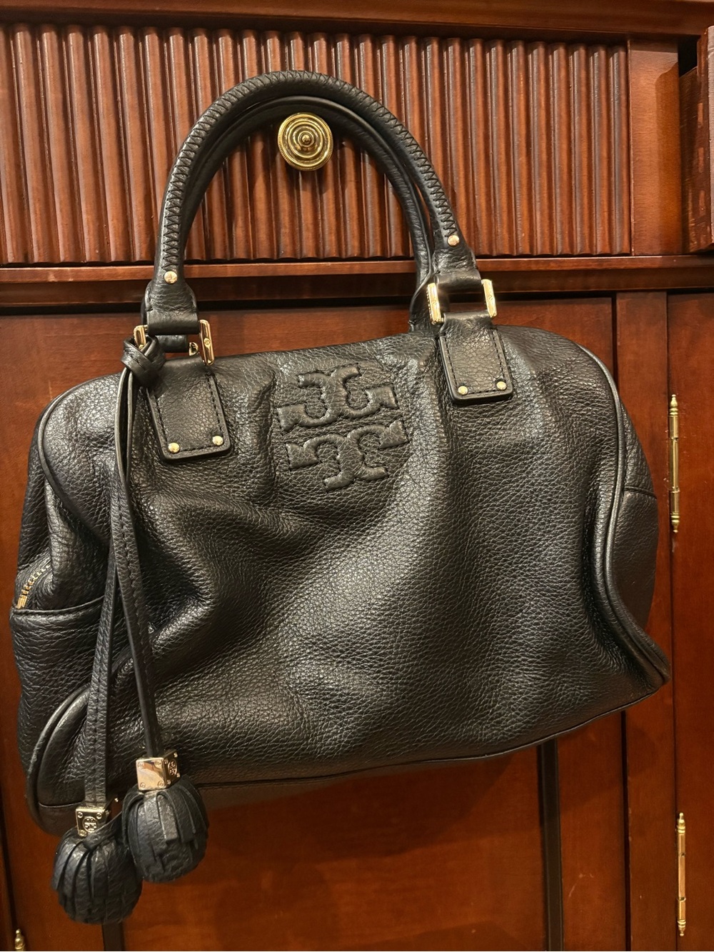 Tory Burch Thea Small Black Leather Satchel